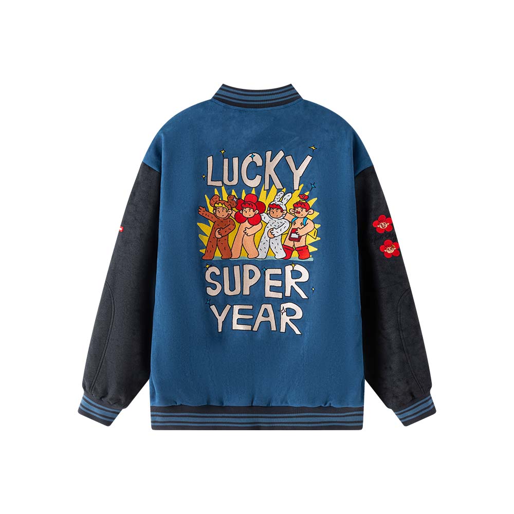 Sprayground x FEIDE Shark Logo Embroidered Cartoon Streetwear Baseball Jacket Unisex WE131102