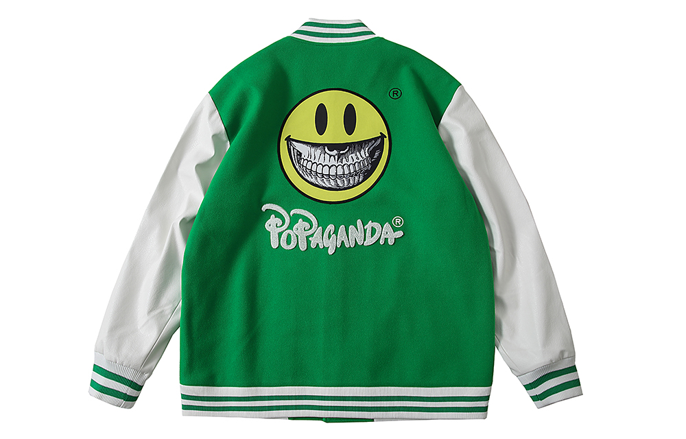 Sprayground x Ron English Smiley Face Print Varsity Jacket Unisex W0911103