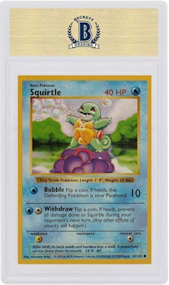 Squirtle 1999 Pokemon TCG Base Set Shadowless #63/102 Order Squirtle 1999 Pokemon TCG Base Set Shadowless #63/102