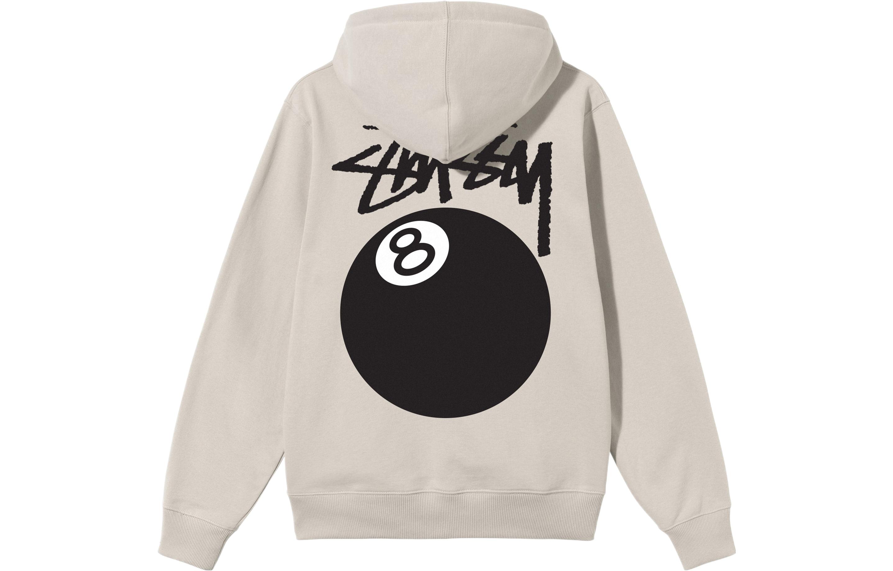 Stüssy 8-Ball Series Black Hoodie with Back Print Unisex Zip-Up Sweatshirt 1974760