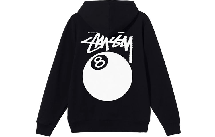 Stüssy 8 Ball Hoodie Black Retro Graphic Unisex Streetwear 1924684