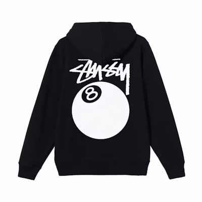 Stüssy 8 Ball Hoodie Black Retro Graphic Unisex Streetwear 1924684