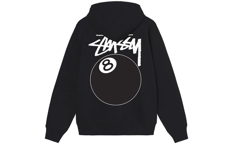 Stüssy 8 Ball Series Retro Style Black Graphic Hoodie for Men 1924749