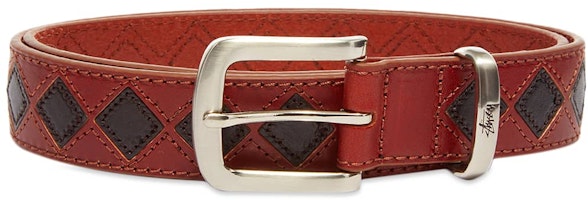 Stüssy Argyle Stitch Leather Belt Brown Stüssy Argyle Stitch Leather Belt Brown