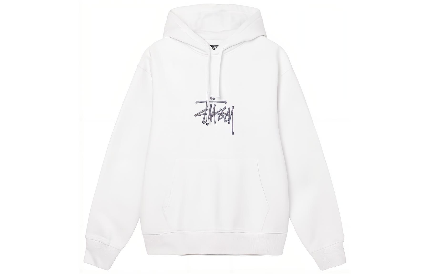 Stüssy Basic Applique Logo Hoodie White - Unisex American Vintage Style 118456-WHITE