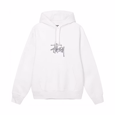 Stüssy Basic Applique Logo Hoodie White - Unisex American Vintage Style 118456-WHITE