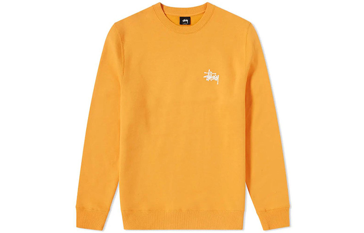 Stüssy Basic Crew Orange Pullover Sweatshirt with Logo - Unisex Vintage Style 1914105