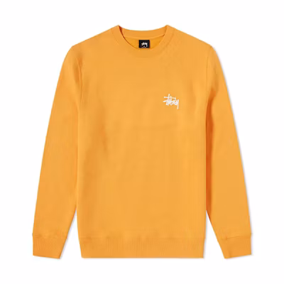 Stüssy Basic Crew Orange Pullover Sweatshirt with Logo - Unisex Vintage Style 1914105