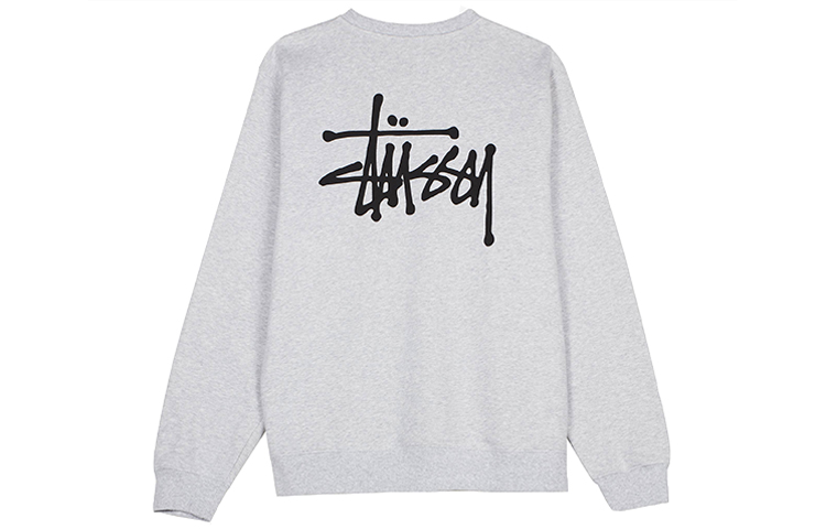 Stüssy Basic Logo Crewneck Long Sleeve Vintage Sweatshirt Grey 1914464ASHH