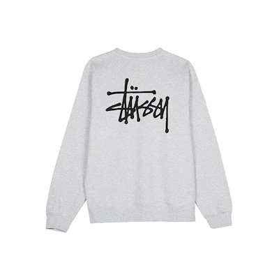 Stüssy Basic Logo Crewneck Long Sleeve Vintage Sweatshirt Grey 1914464ASHH
