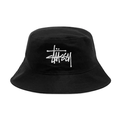 Stüssy Big Logo Twill Bucket Hat Black