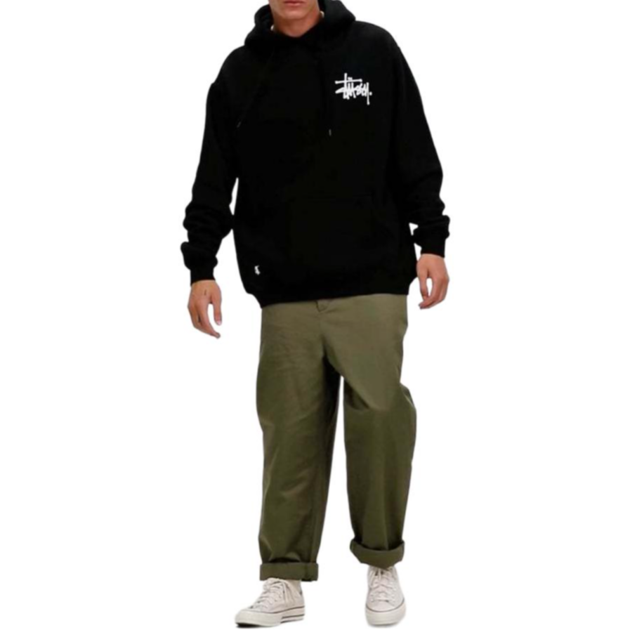 Stüssy Black Retro Hoodie with Fleece and Letter Graphics ST135AA67GYM