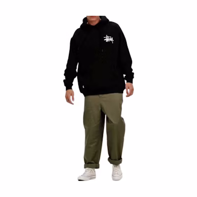Stüssy Black Retro Hoodie with Fleece and Letter Graphics ST135AA67GYM