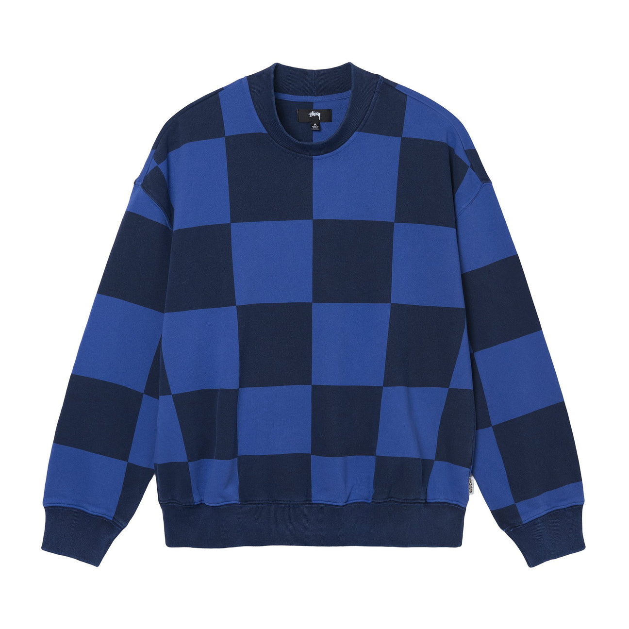 Stüssy Blur Checker Fleece Mock Neck Indigo