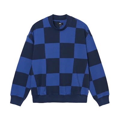 Stüssy Blur Checker Fleece Mock Neck Indigo