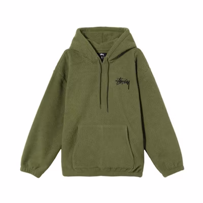 Stüssy Bronson Polar Fleece Hoodie Pullover with Embroidered Logo Unisex Style 218093