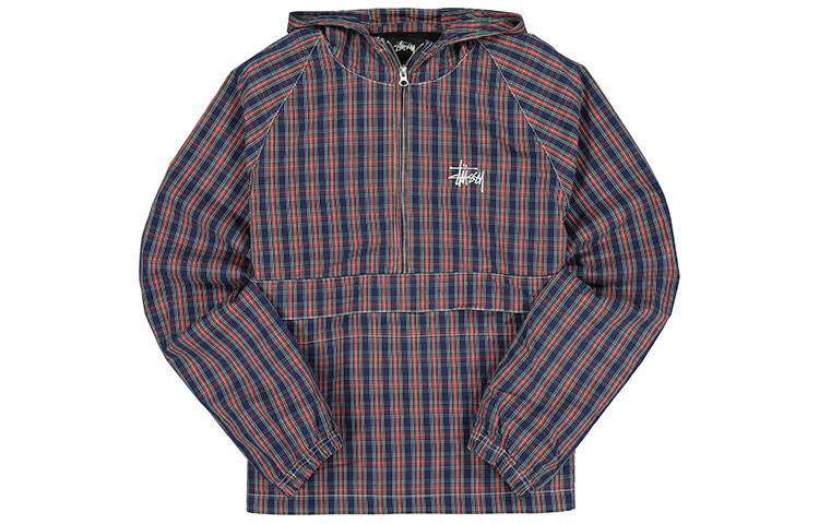 Stüssy Brushed Cotton Plaid Vintage Pullover Anorak Multicolor Men’s Hoodie 115559