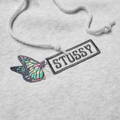 Stüssy Butterfly Applique Hoody Grey Order Stüssy Butterfly Applique Hoody Grey