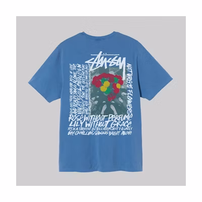 Stüssy Camellias Pig. Dyed Tee Blue