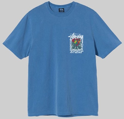 Stüssy 山茶花染色T恤 蓝色 Order Stüssy 山茶花染色T恤 蓝色