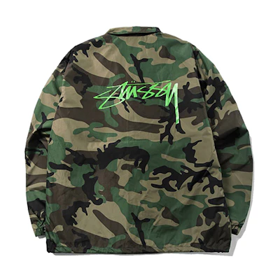 Stüssy Camo Coach Jacket with Back Logo Print Unisex Vintage Style 115402