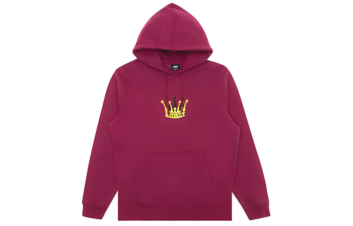 Stüssy Chenille Crown Hoodie Classic Retro Winter Unisex Burgundy Sweatshirt 118352