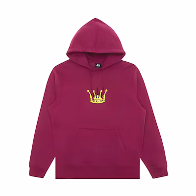 Stüssy Chenille Crown Hoodie Classic Retro Winter Unisex Burgundy Sweatshirt 118352