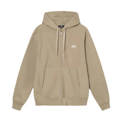 Stüssy Classic Logo Fleece Vintage-Style Hoodie with Zipper Pocket SUSSW118471MI