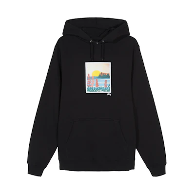 Stüssy Coastal Hood Black Retro Fleece Hoodie男女同款 1924468-BLACK