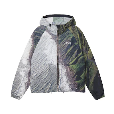 Stüssy Coastal Print Zip-Up Hoodie Vintage Jacket Multicolor Mens 115659
