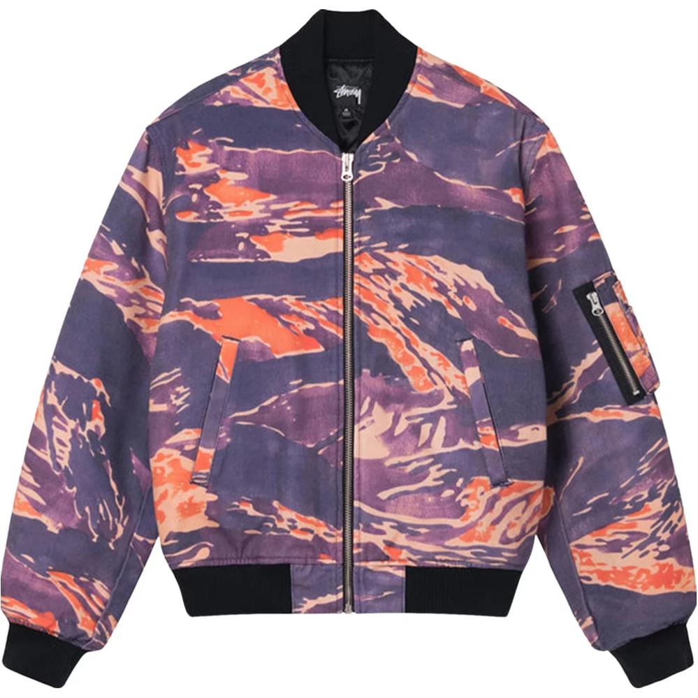 Stüssy Colorful Camo Zip-Up Retro Flight Jacket 115666