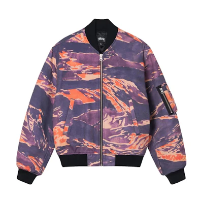 Stüssy Colorful Camo Zip-Up Retro Flight Jacket 115666