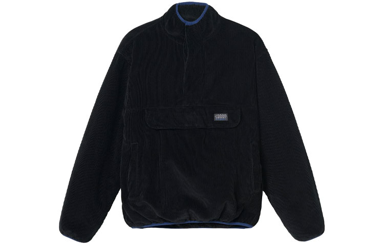 Stüssy Corduroy Logo Mock Pullover Vintage Sweatshirt Black - 115624