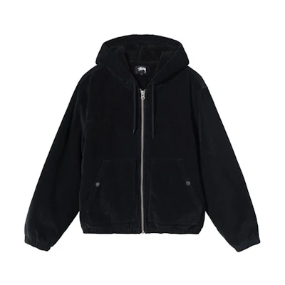 Stüssy Corduroy Work Jacket Black Unisex Vintage Thickened Hoodie Outerwear 115605