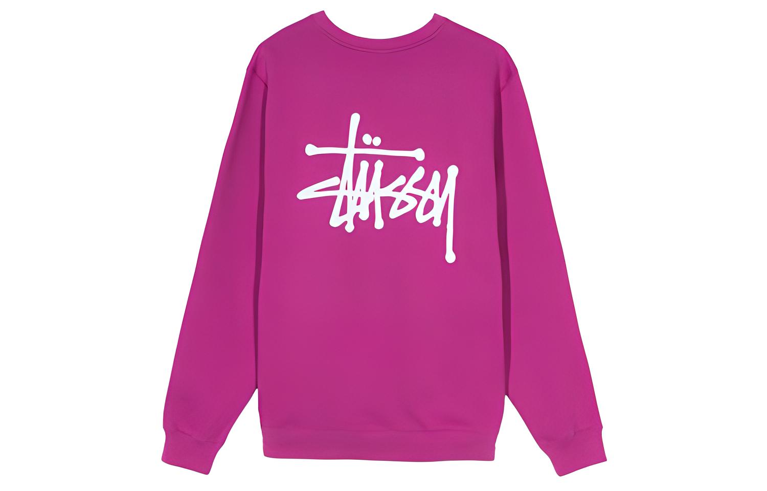 Stüssy Crew Vintage Berry Long Sleeve Sweatshirt with Large Back Logo 1914339