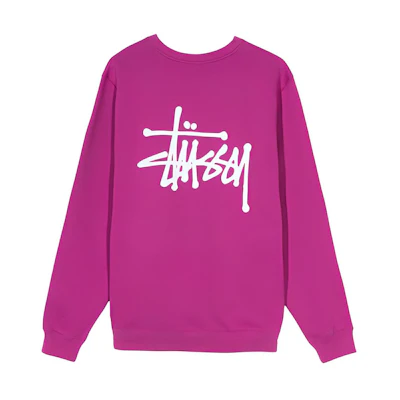 Stüssy Crew Vintage Berry Long Sleeve Sweatshirt with Large Back Logo 1914339