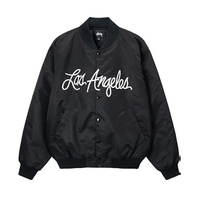 Stüssy Embroidered Letter Single-Breasted Retro Jacket Unisex Black SUSJK115691MK
