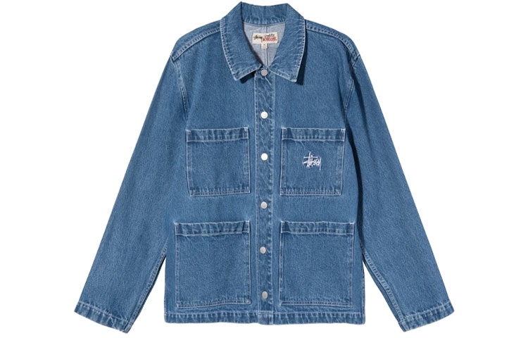 Stüssy Embroidered Lettering Denim Vintage Jacket Unisex Blue 115570