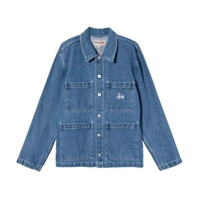 Stüssy Embroidered Lettering Denim Vintage Jacket Unisex Blue 115570
