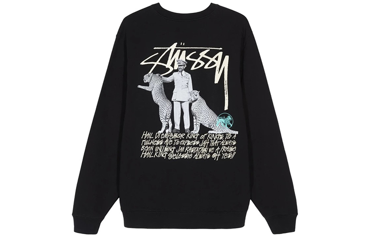Stüssy Emperor Graphic Logo Crewneck Retro Sweatshirt Black 1914474BLAC