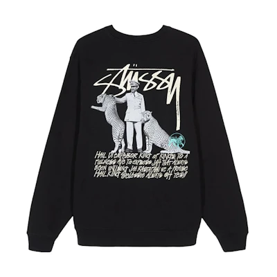 Stüssy Emperor Graphic Logo Crewneck Retro Sweatshirt Black 1914474BLAC