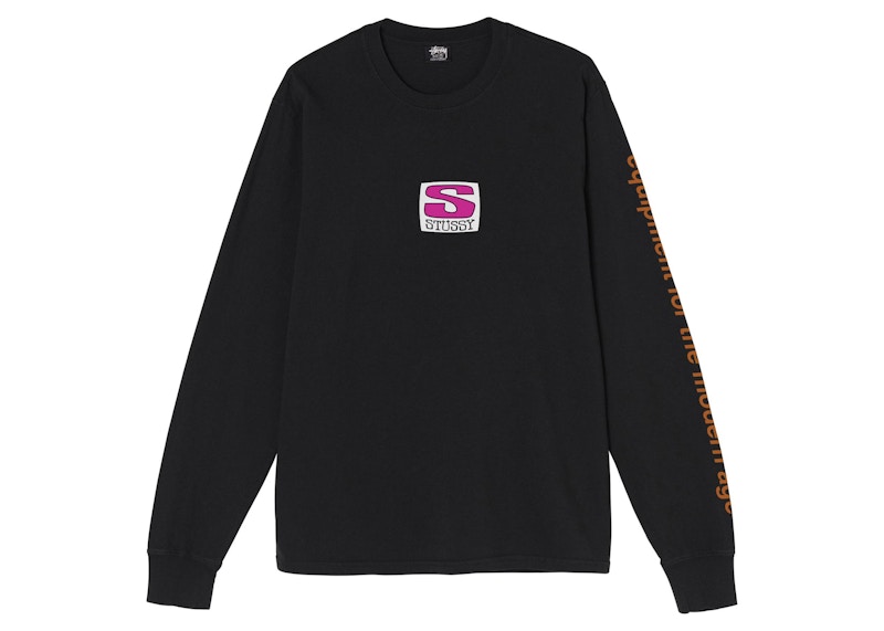 Order Stüssyピグメント染め長袖Tシャツ (黒)
