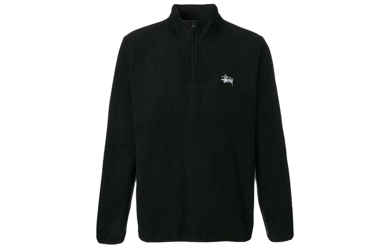 Stüssy Fleece High-Neck Zip Retro Sweatshirt Jacket Unisex Black 118287