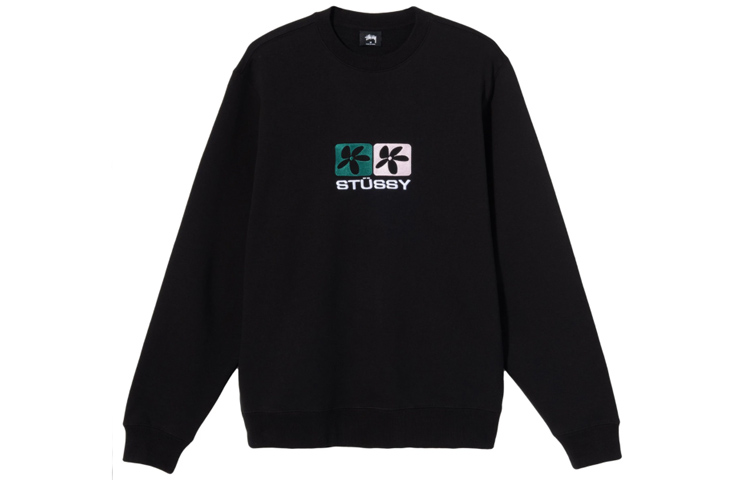 Stüssy Floral Embroidered Colorblock Pullover Sweatshirt Unisex Couple Style 118395-GY 圖 4