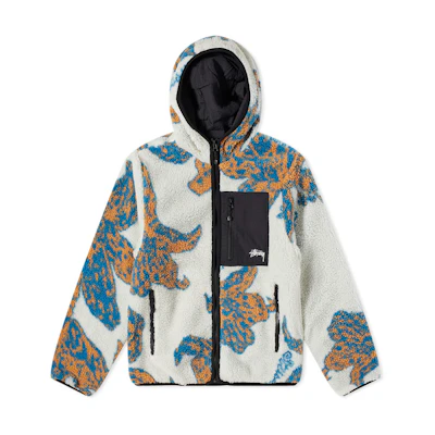 Stüssy Floral Sherpa Hood Jacket Bone