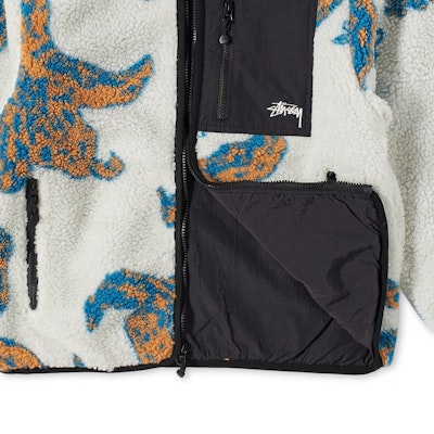 Stüssy Floral Sherpa Hood Jacket Bone Order Stüssy Floral Sherpa Hood Jacket Bone