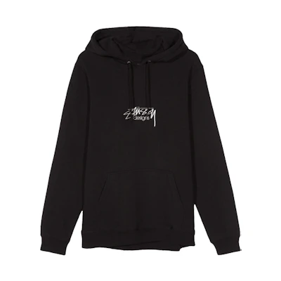 Stüssy Front Logo Embroidered Vintage Hoodie Unisex - Black 118304