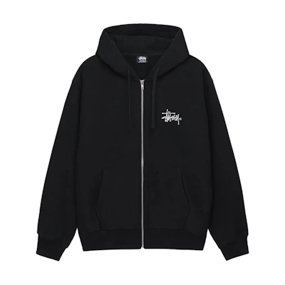 Stüssy Full-Zip Hoodie with Back Graphic Print Vintage Style Fleece - 1974977