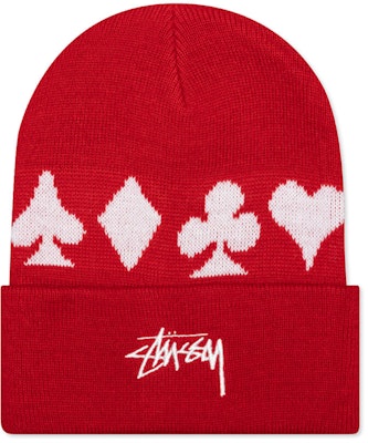 Stüssy Topi Beanie Merah dengan Manset Jacquard Lengkap Buy Stüssy Topi Beanie Merah dengan Manset Jacquard Lengkap