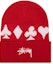 Buy Stüssy Topi Beanie Merah dengan Manset Jacquard Lengkap